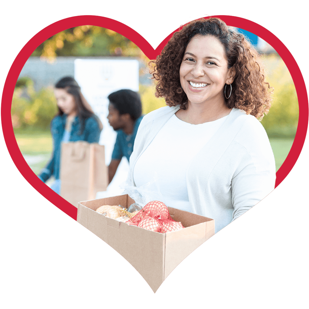 Woman holding box of food